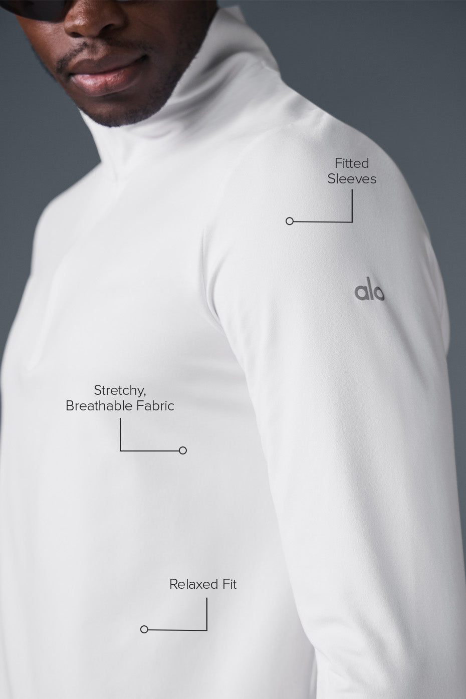 Alo Yoga Men's Conquer 1/4 Zip Reform Long Sleeve - White