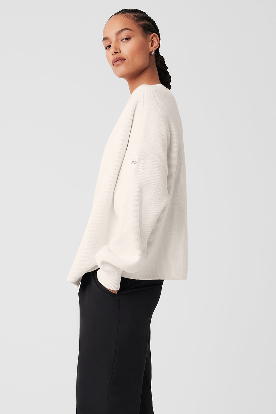 Alo Yoga Scholar Cardigan Sweater  -  Ivory