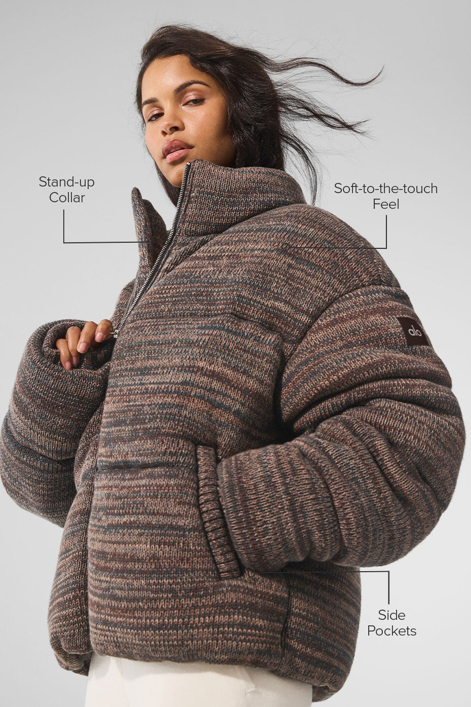 Alo Yoga Women Stage Sweater Puffer - Limited: Brown Multi