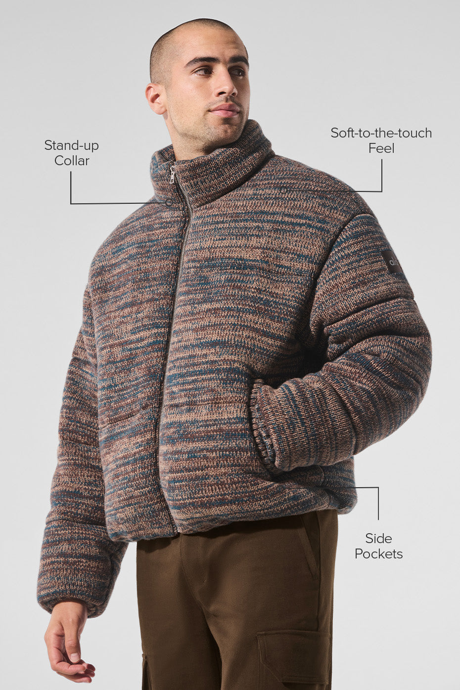 Alo Yoga Men's Stage Sweater Puffer - Brown Multi