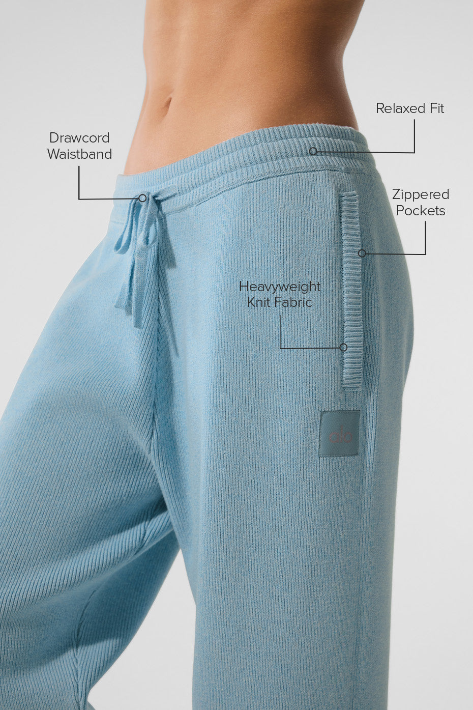 Alo Yoga Scholar Straight Leg Sweatpant-Celestial Blue Heather