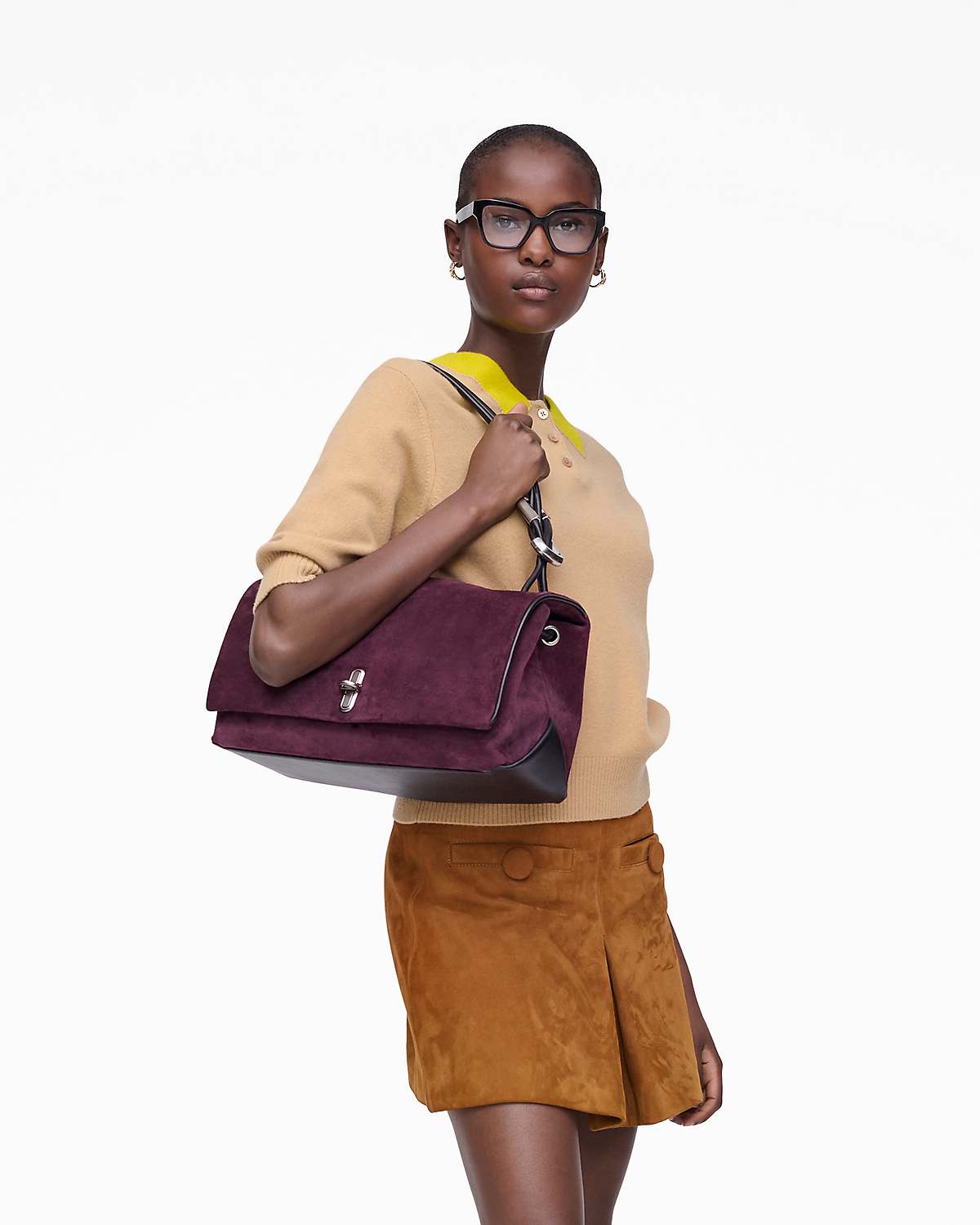 Marc Jacobs The Suede Large Dual - dark plum