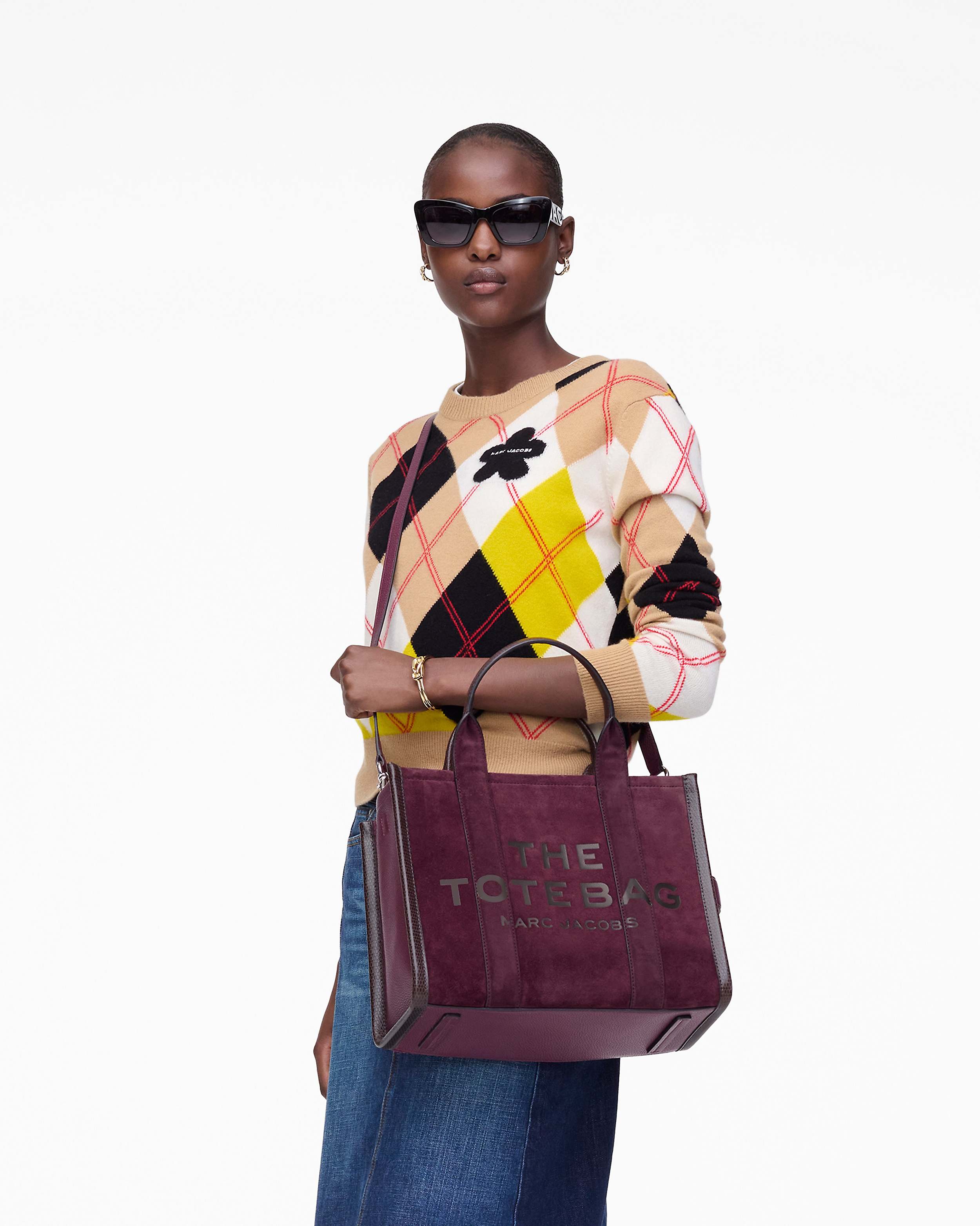 Marc Jacobs The Suede Medium Tote Bag-Dark Plum