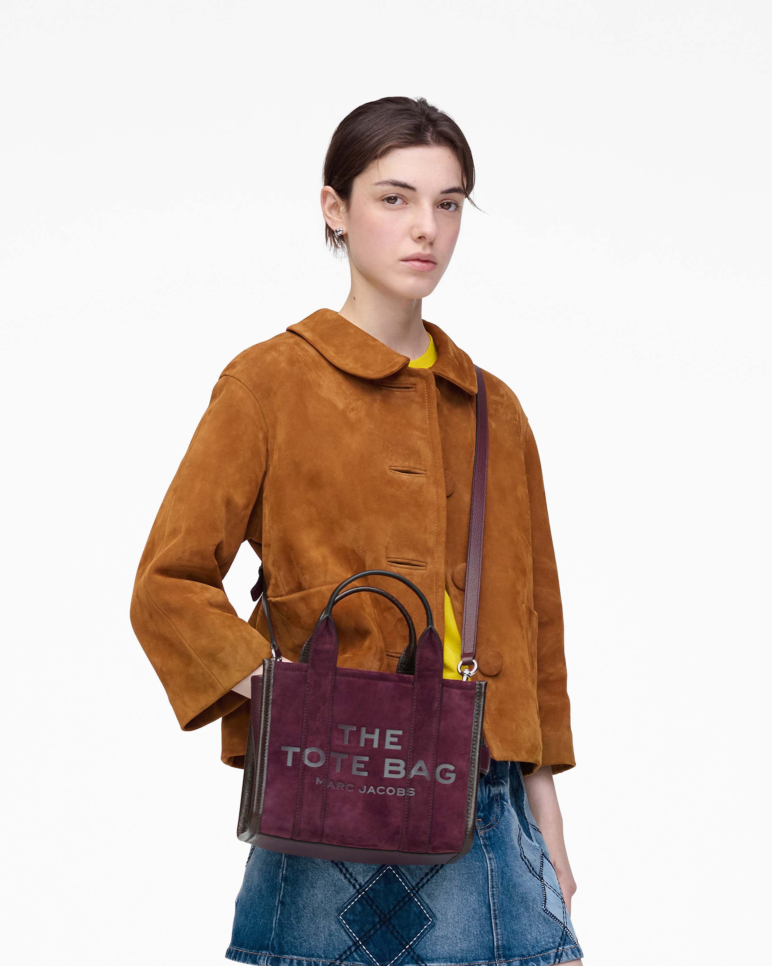 Marc Jacobs The Suede Small Tote Bag-Dark Plum