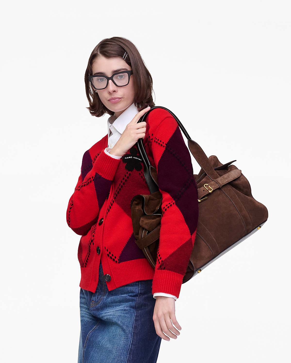 Marc Jacobs The Suede Dakota Tote - dark brown