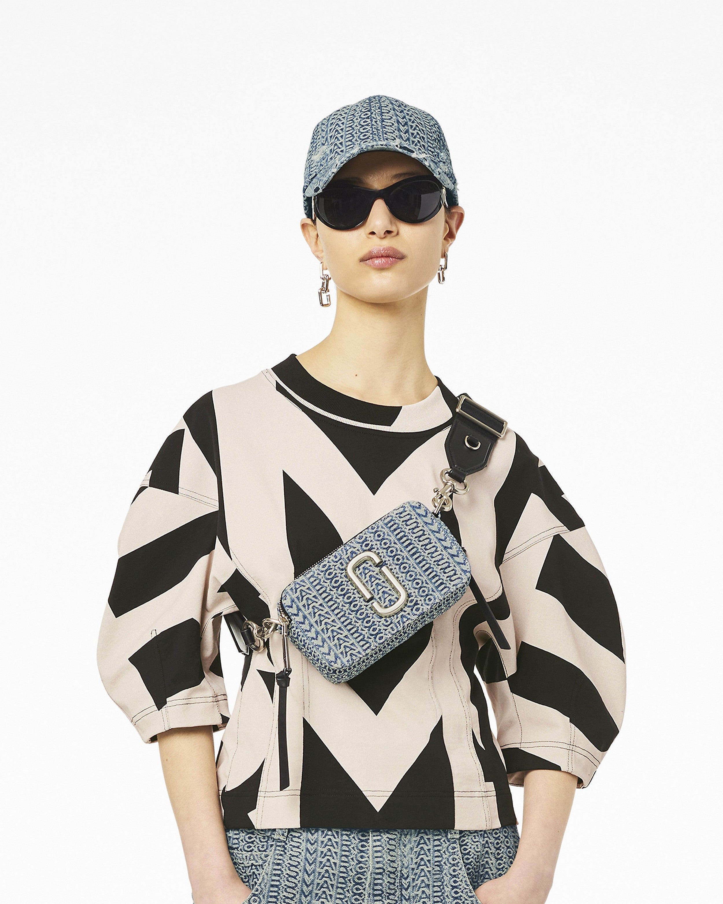 Marc Jacobs The Washed Monogram Denim Snapshot Bag