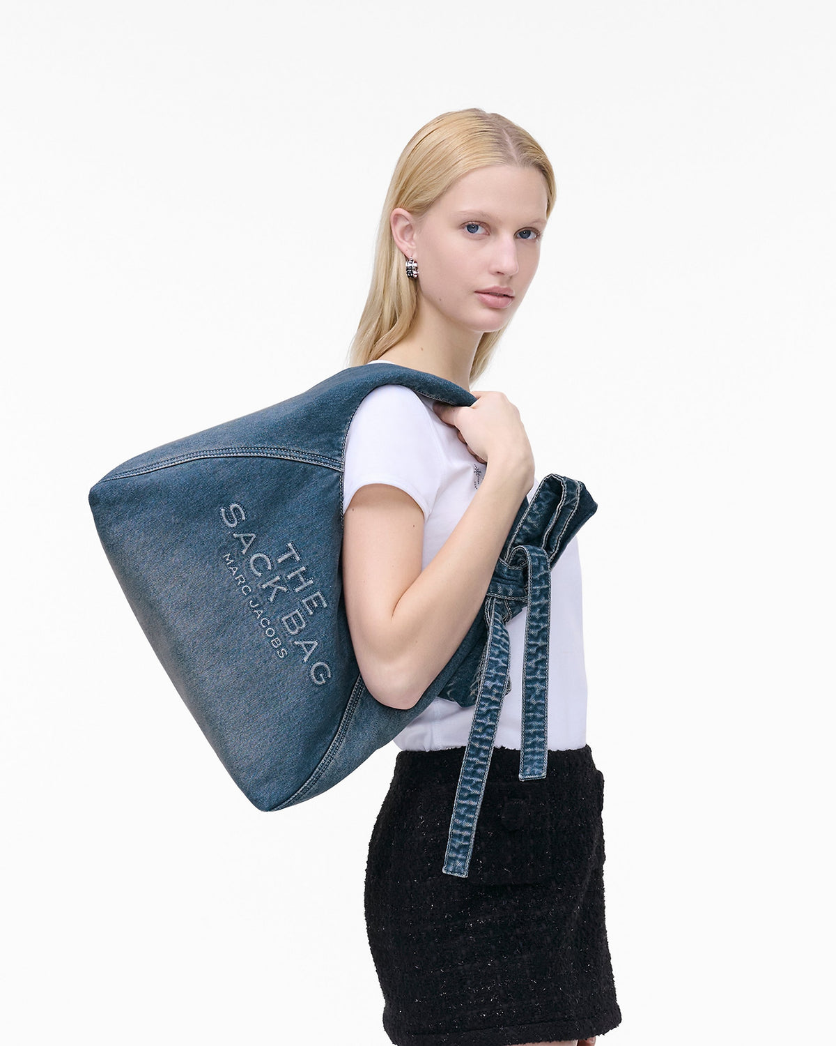Marc Jacobs The Bow Denim Sack Bag-Medium wash indigo