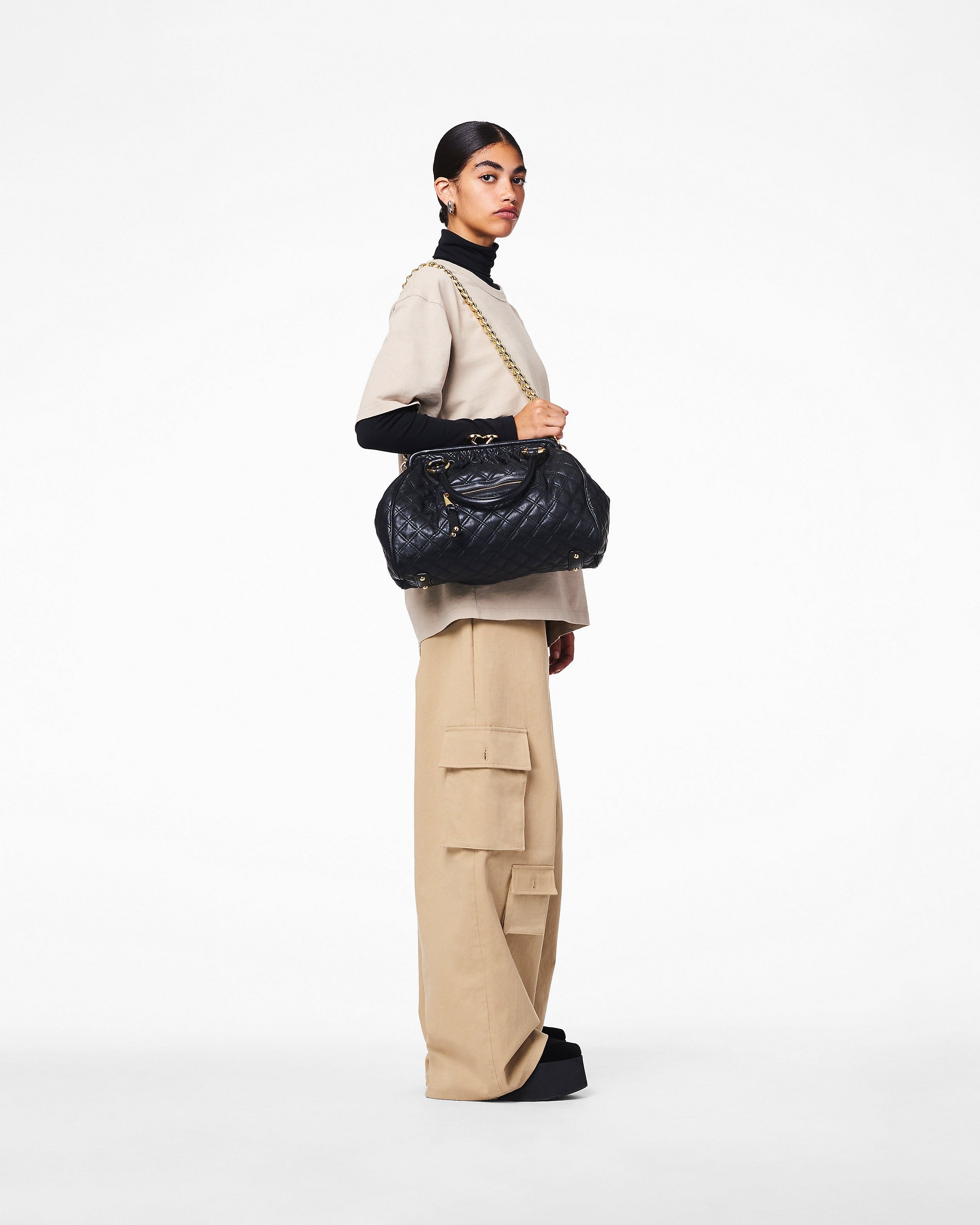 Marc Jacobs Re-Edition Quilted Leather Stam Bag - Black