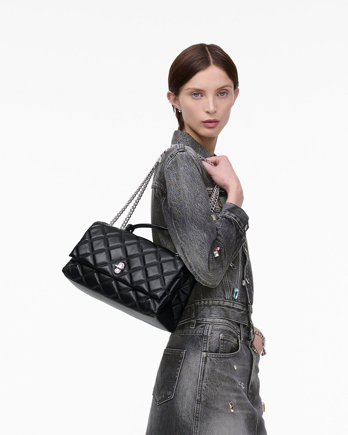 Marc Jacobs The Quilted Dual Convertible Shoulder Bag/ Medium /Black