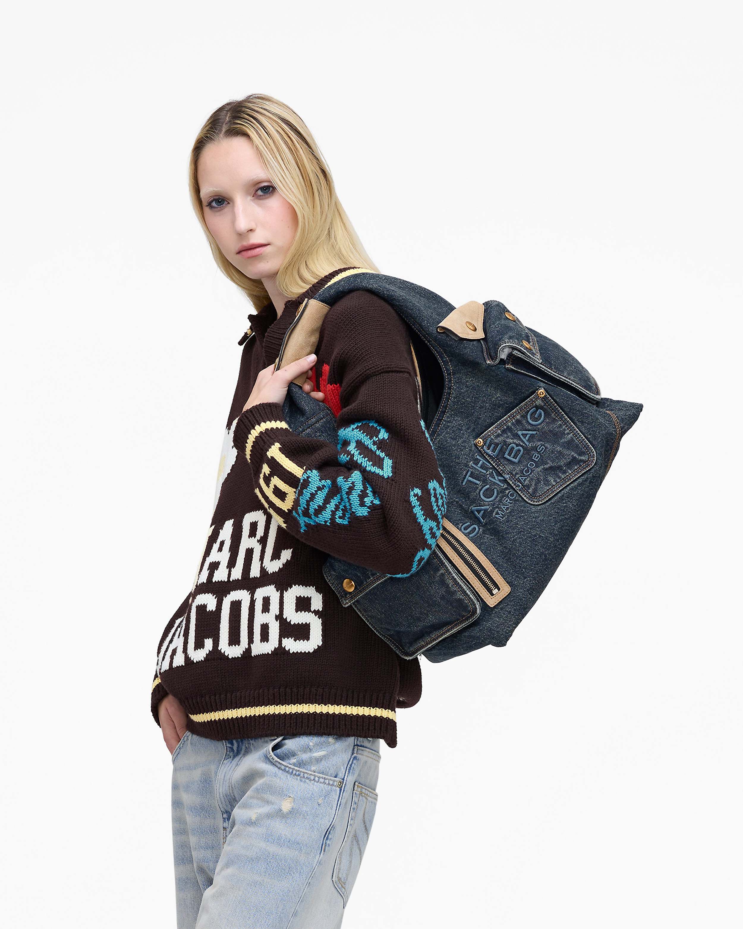 Marc Jacobs The Denim Suede Cargo Sack Bag