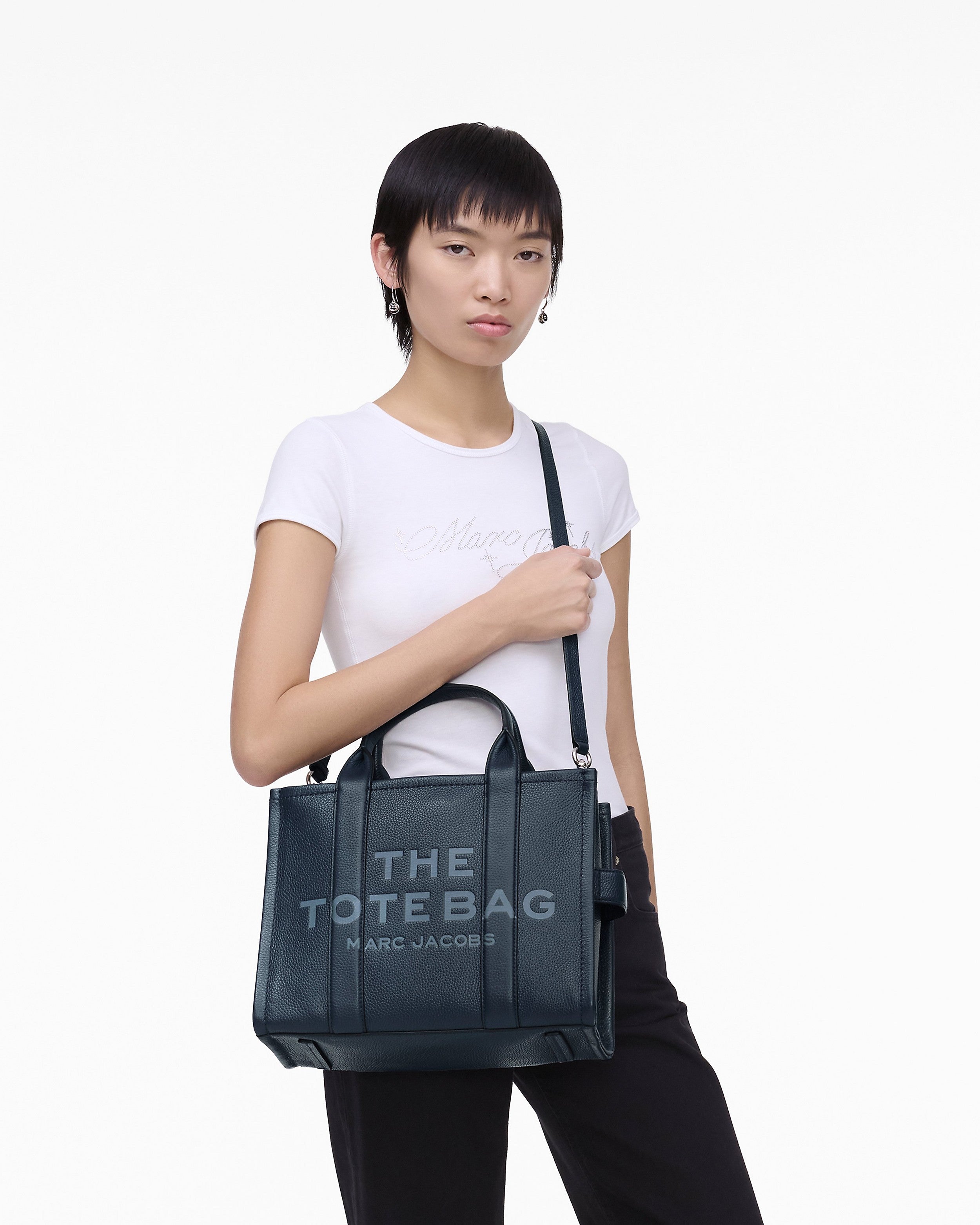 Marc Jacobs The Leather Medium Tote Bag - Blue Sea - HEMEN TESLİMDE