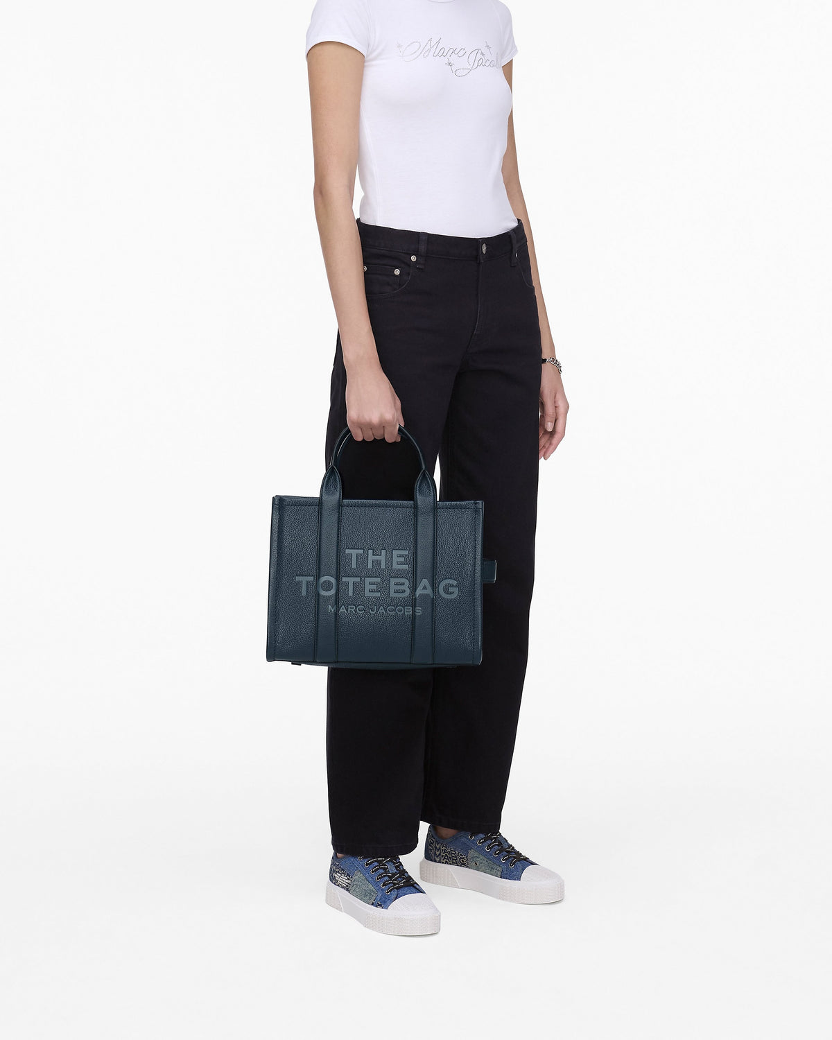 Marc Jacobs The Leather Medium Tote Bag - Blue Sea - HEMEN TESLİMDE