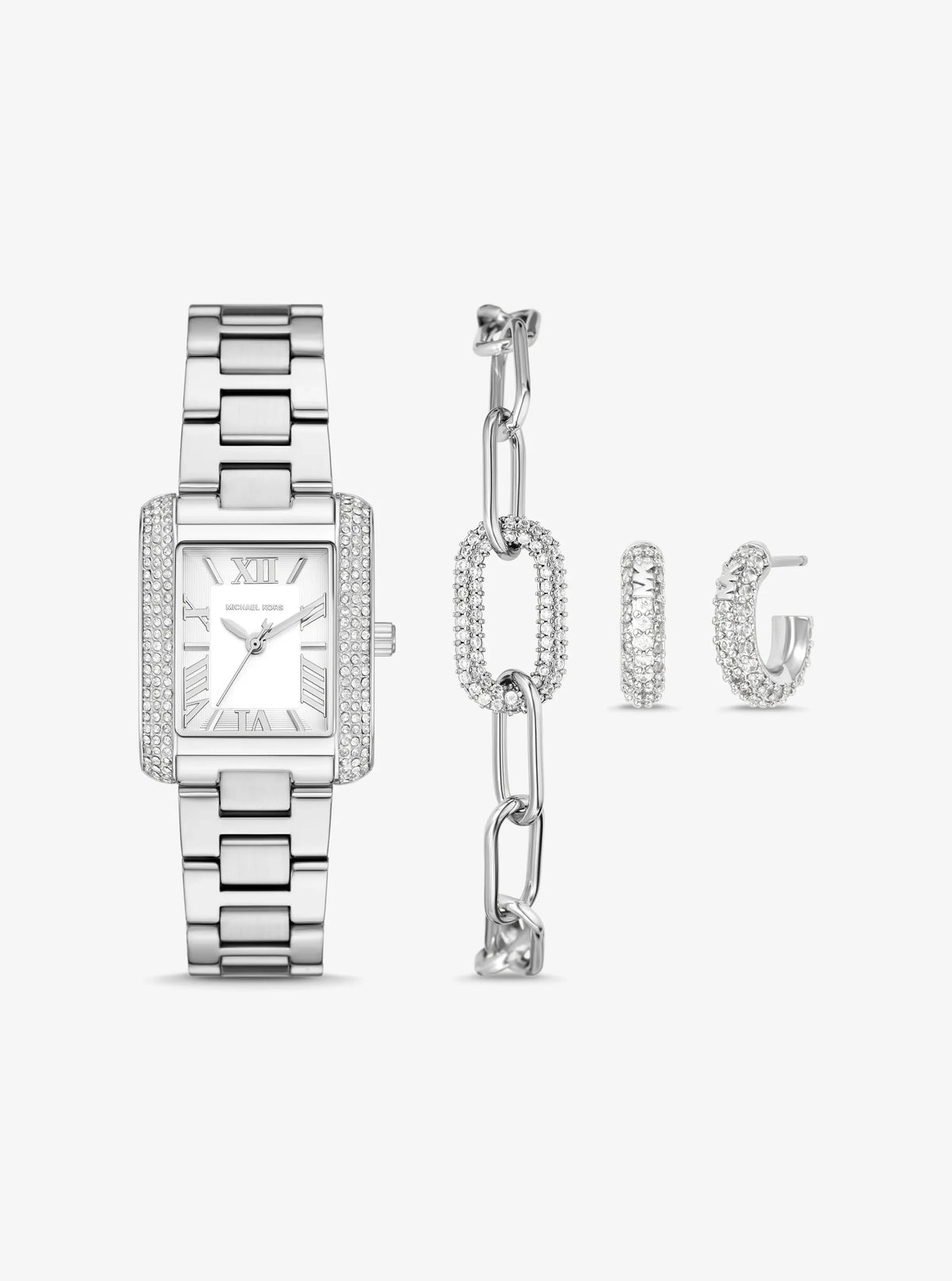 Michael Kors Petite Emery Silver-Tone Watch and Jewelry Gift Set MK4839SET-SILVER
