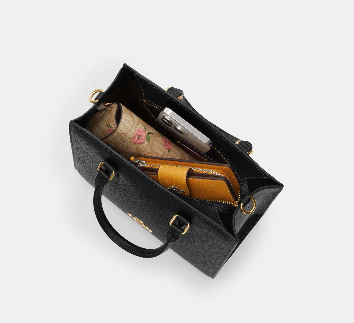 Coach Maggie Small Tote Bag In Signature Leather - Gold/Black