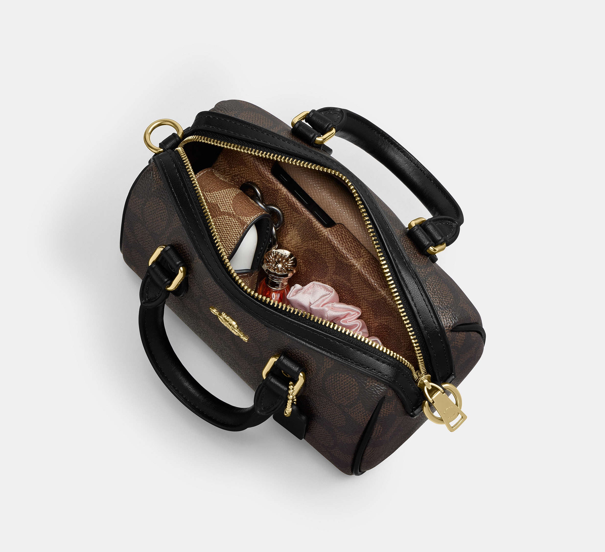 Coach Mini Rowan Crossbody Bag In Signature - Gold/Walnut/Black