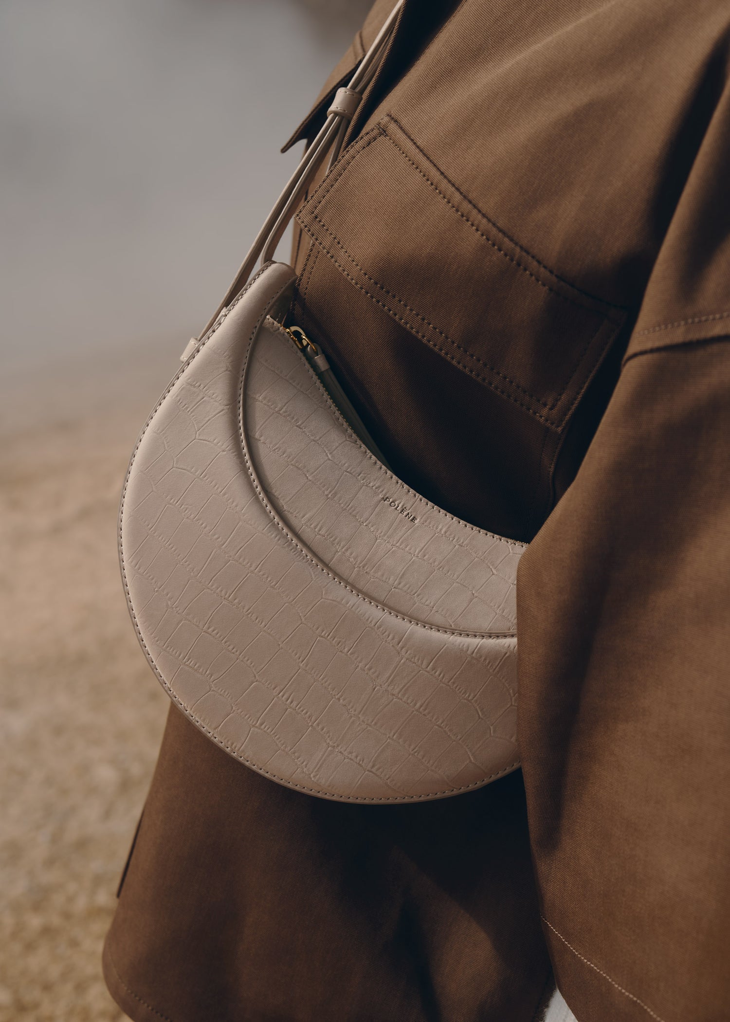 Polène Numéro Dix EDITION CROCODILE NUBUCK TAUPE