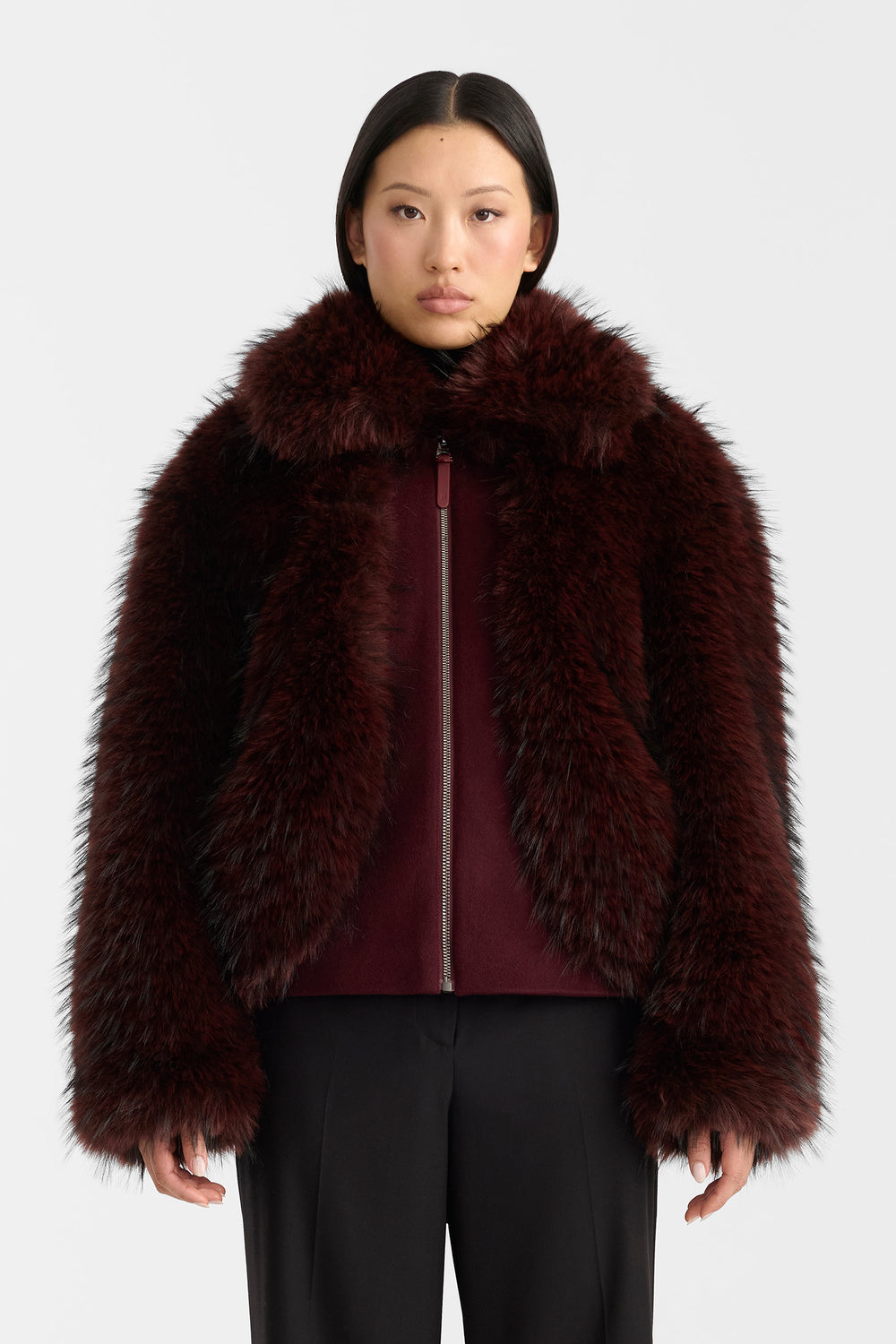 Mackage NANNY Faux-fur jacket-Black-Garnet