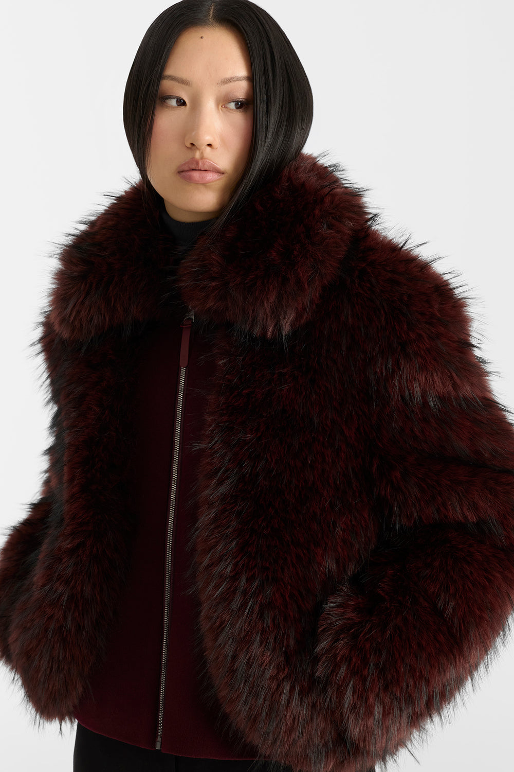 Mackage NANNY Faux-fur jacket-Black-Garnet