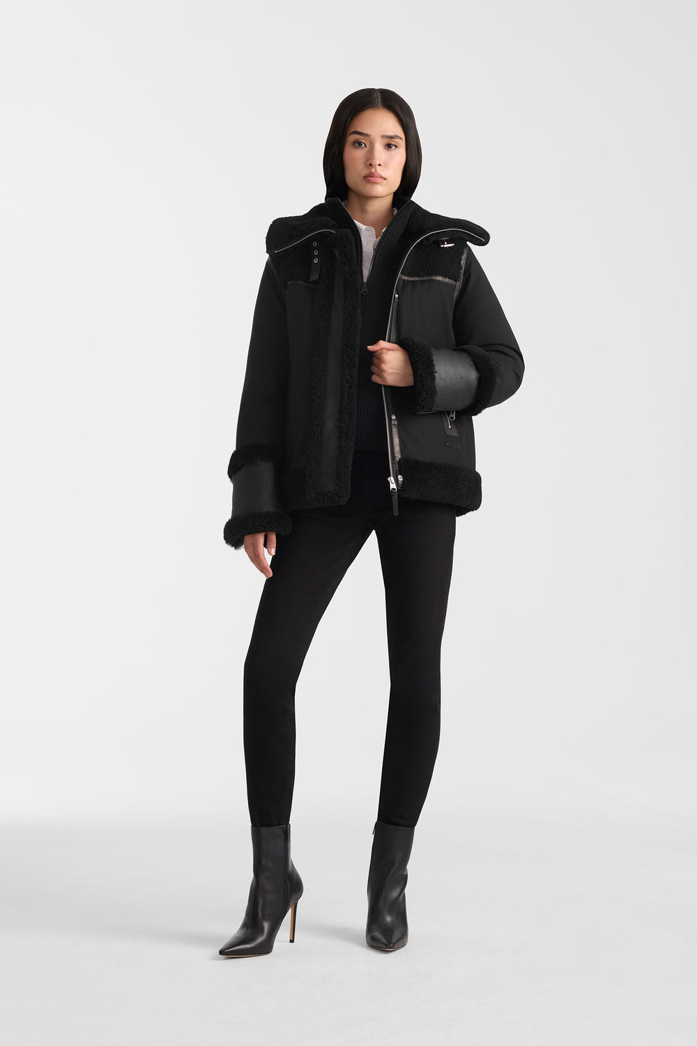 Mackage NIKOLINA mixed media jacket-Black-Black