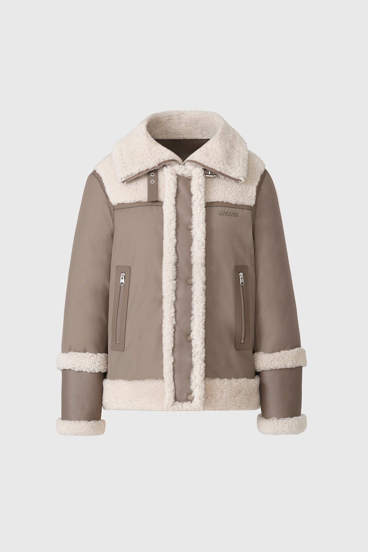 Mackage NIKOLINA mixed media jacket-Truffle-Taupe