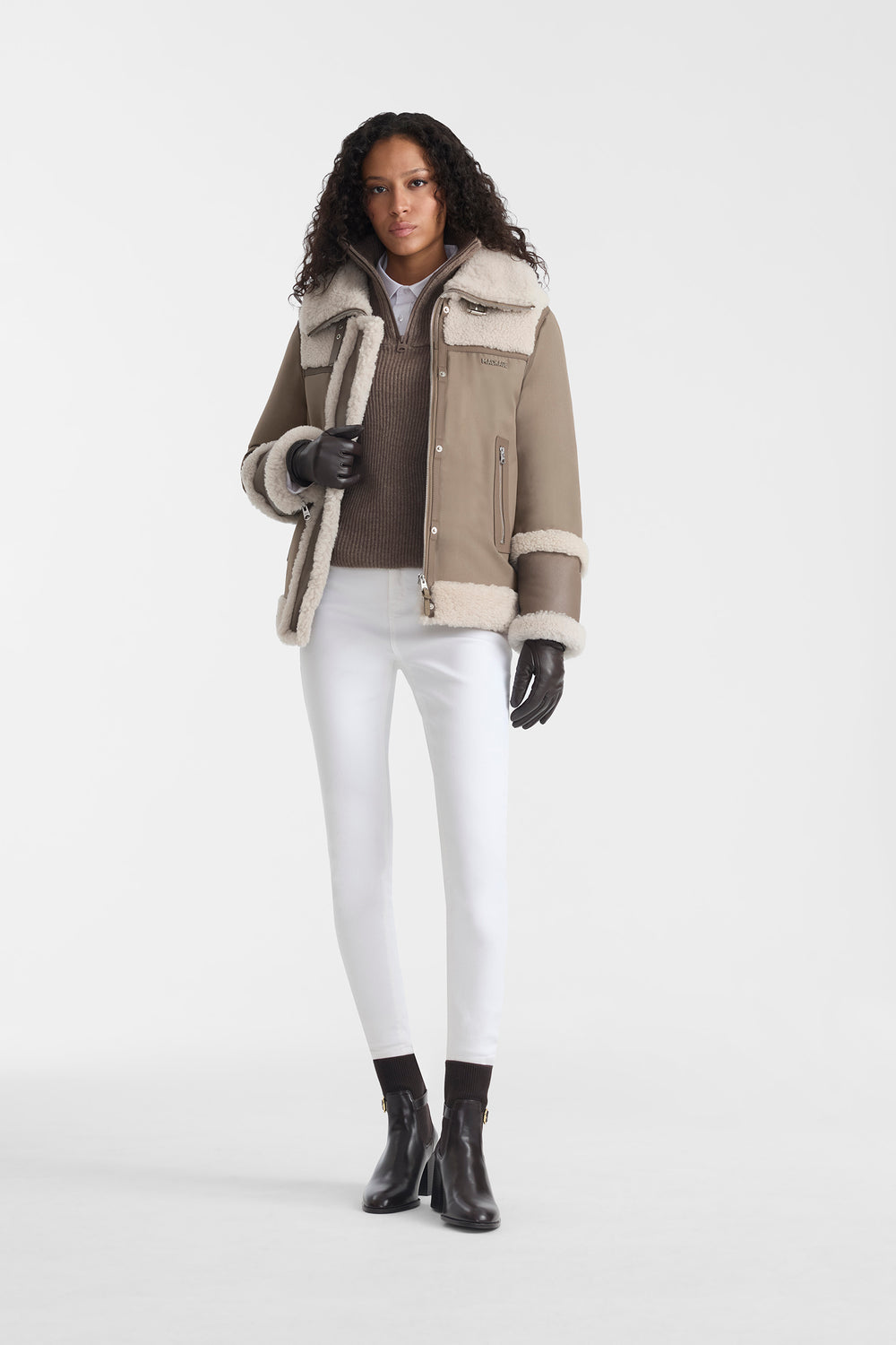 Mackage NIKOLINA mixed media jacket-Truffle-Taupe