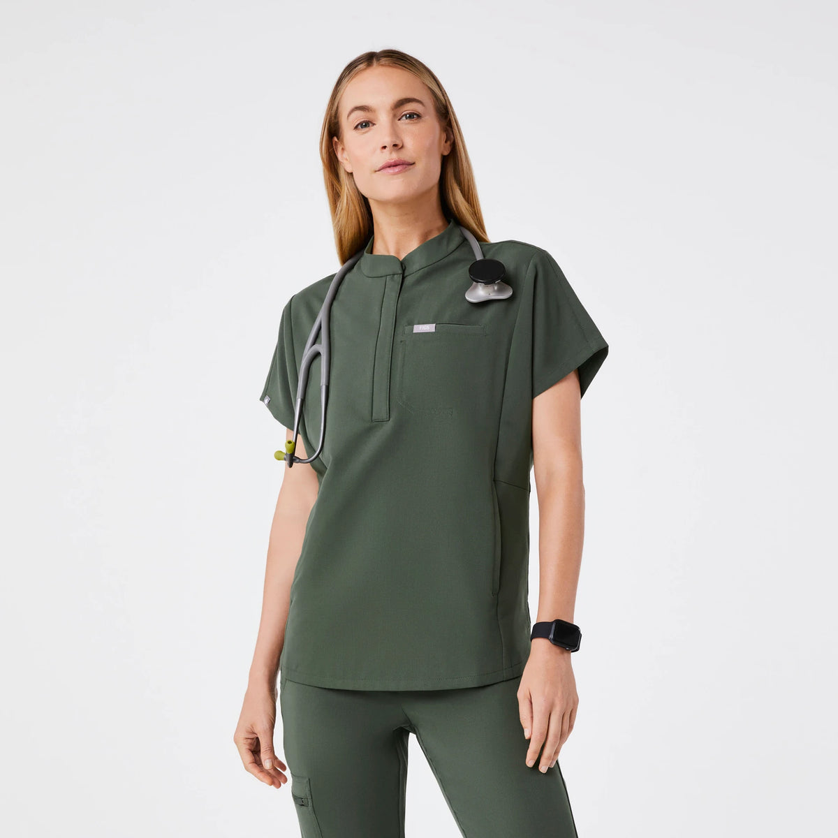 FIGS Montex Scrub Top- Moss