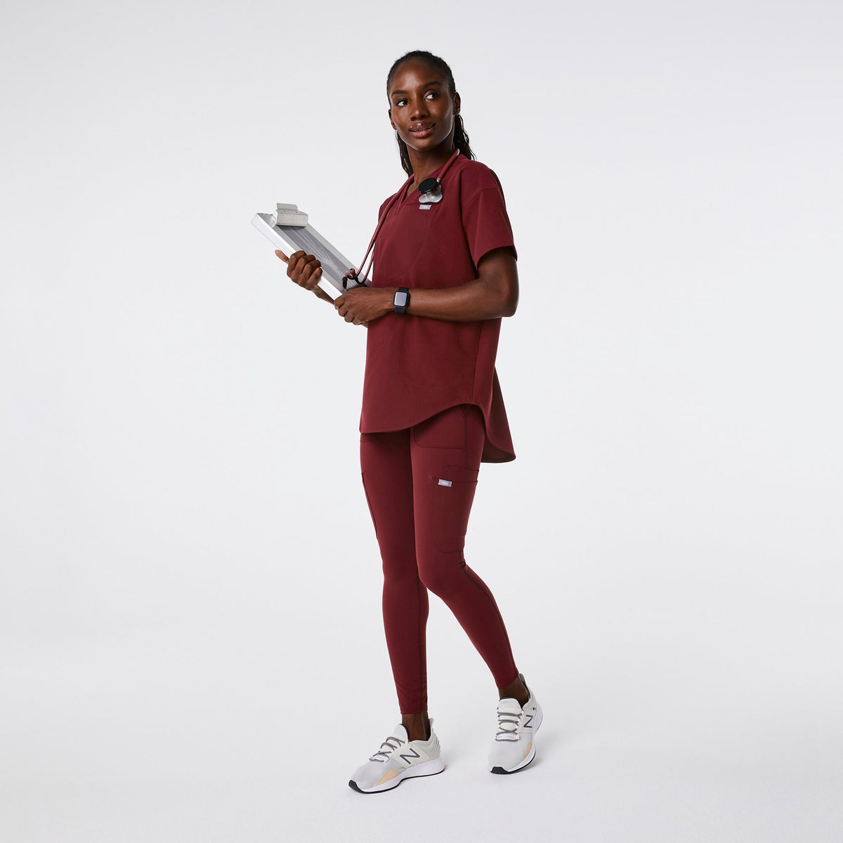 FIGS High Waisted Seville ScrubLegging™- Burgundy