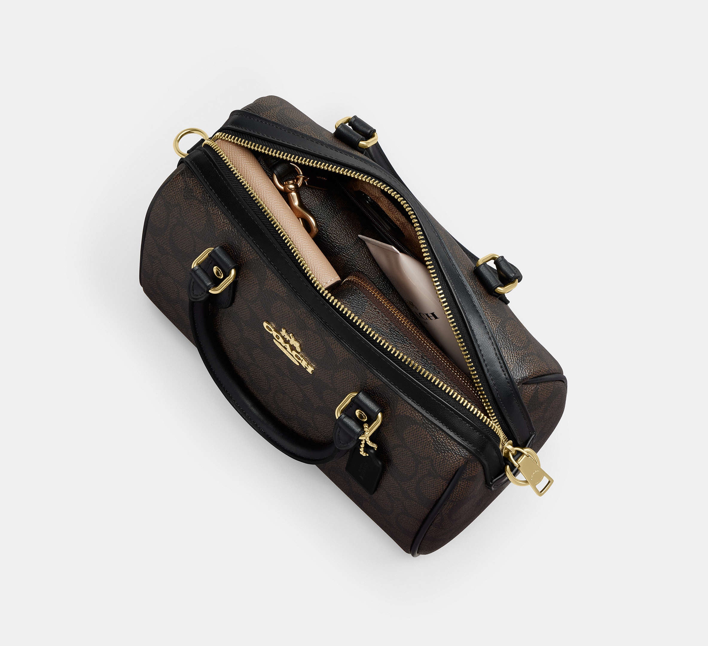 Coach Rowan Satchel Bag - Gold/Black