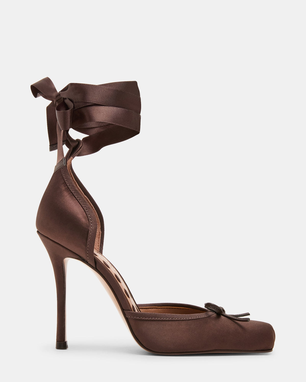 Steve Madden Larina Brown Satin- BROWN SATIN