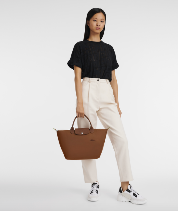 Longchamp Le Pliage Green M Handbag Cognac - Hemen Teslimde