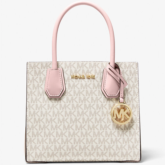 Michael Kors Mercer Medium Logo and Leather Accordion Crossbody Bag PWD BLSH MLT