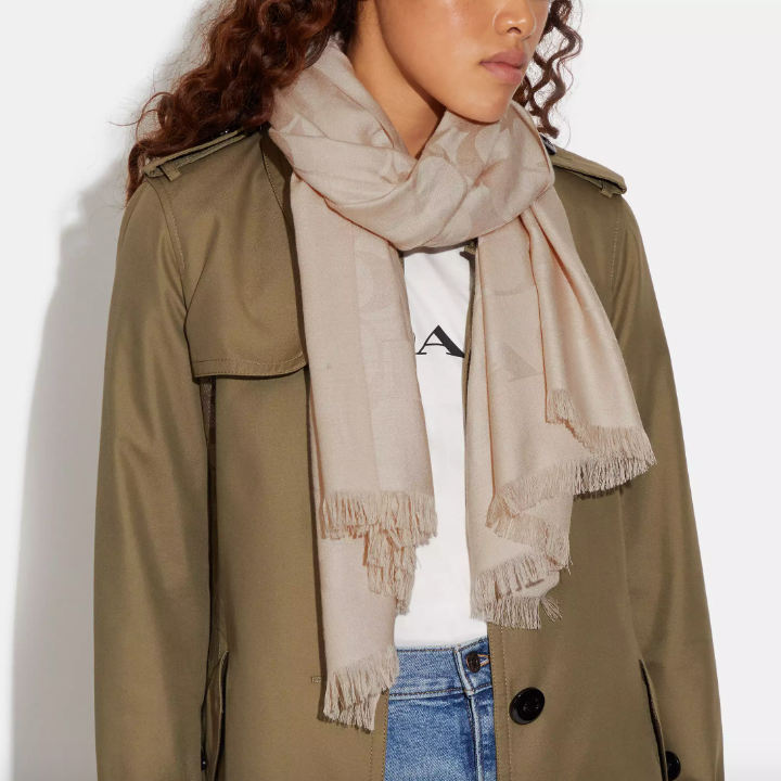 Coach Signature Wrap Şal-Oatmeal - Hemen Teslimde