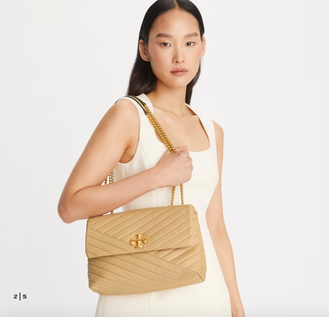 Tory Burch Small Kira Chevron Convertible Shoulder Kadın Deri Çanta- SEZON