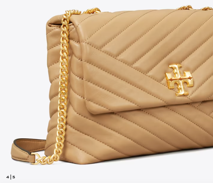 Tory Burch Small Kira Chevron Convertible Shoulder Desert Dune Kadın Deri Çanta- SEZON - HEMEN TESLİMDE