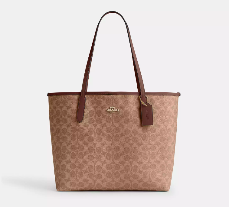 Coach City Tote Bag In Signature - Gold/Tan/Brown