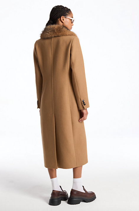 Michael Kors Faux Fur Collar Wool Blend Coat