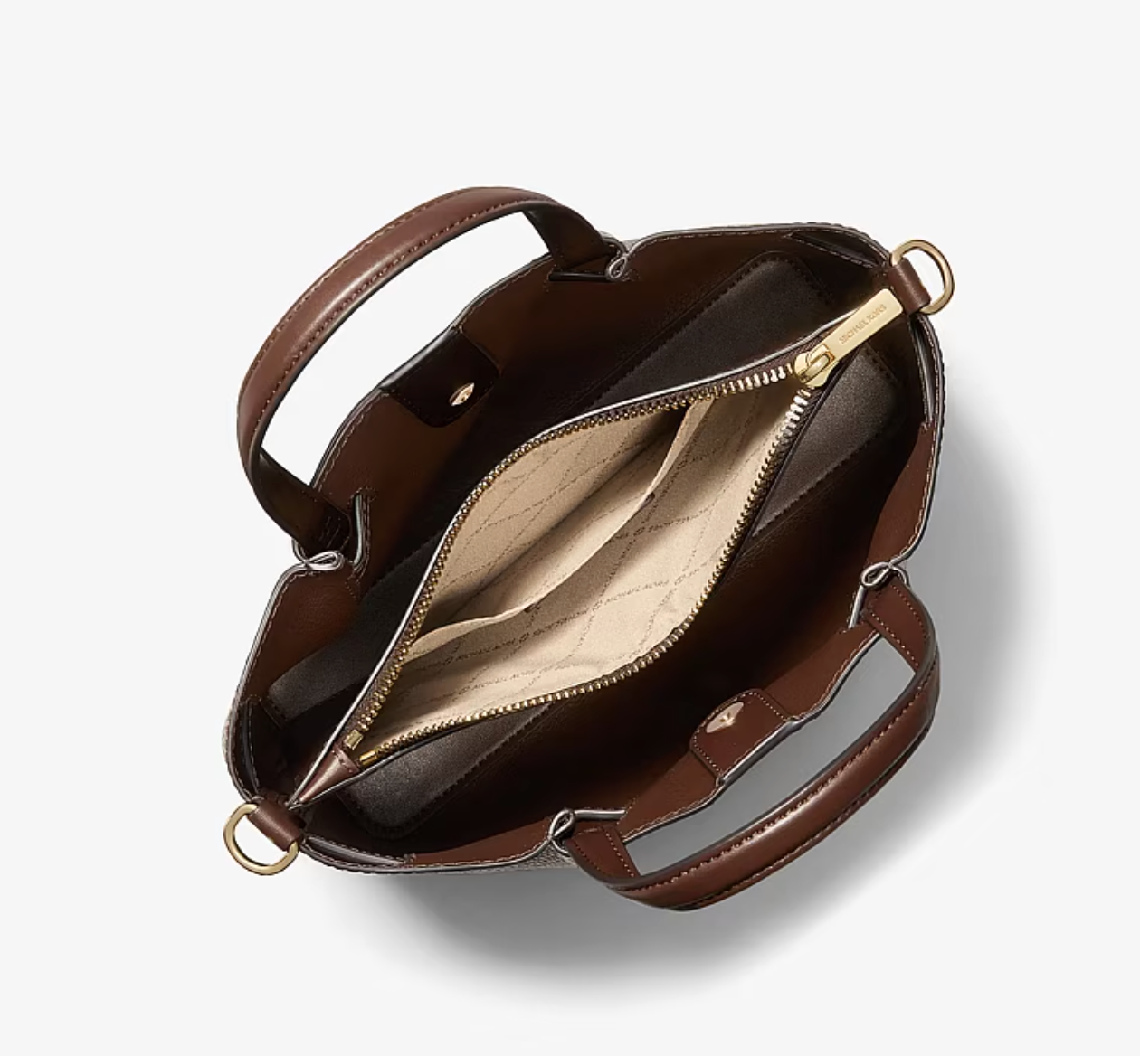Michael Kors Carson Small Pebbled Leather Satchel-Nutmeg