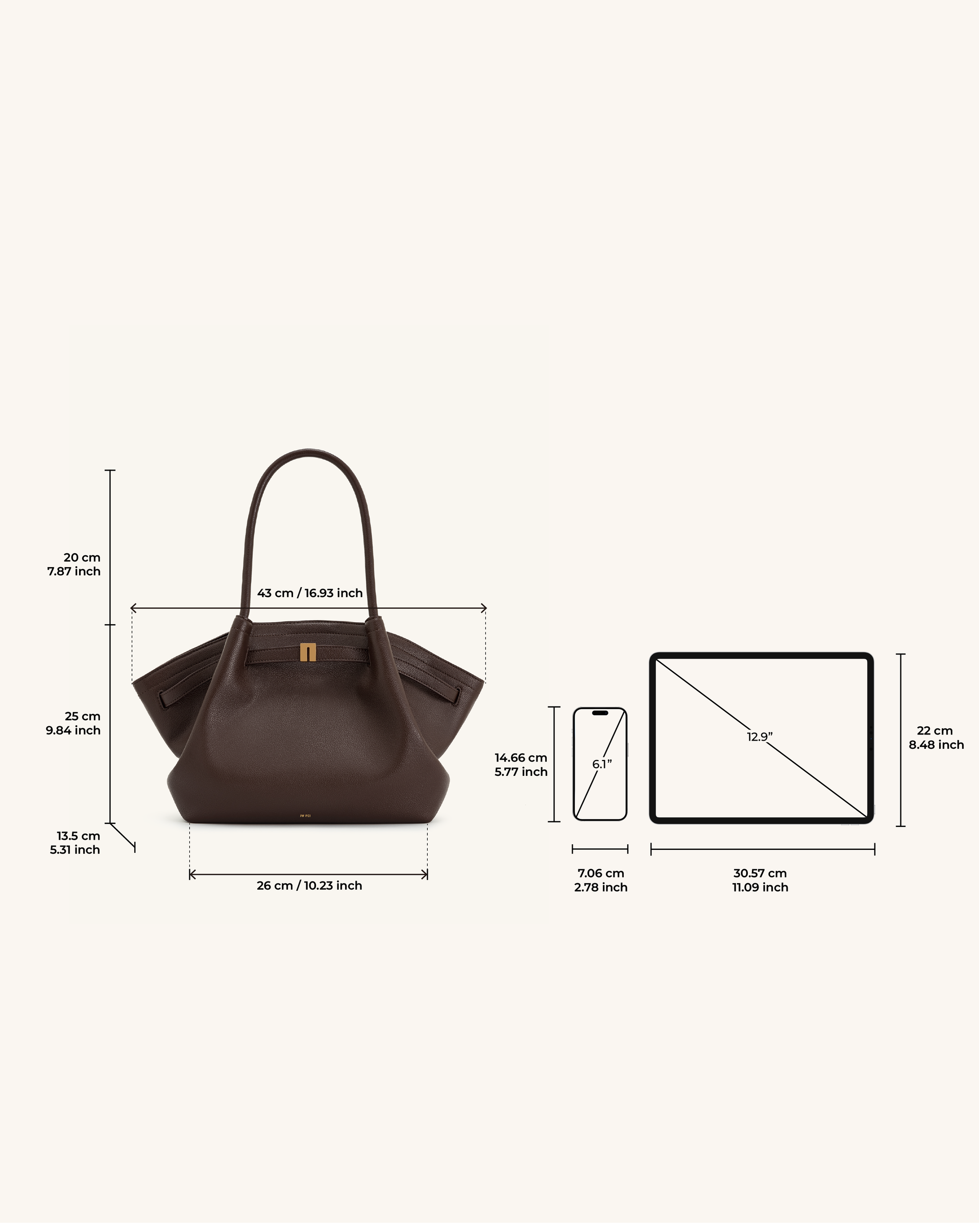 JW PEI Hana Medium Tote Bag - Dark Brown – Kanadadan Kapına