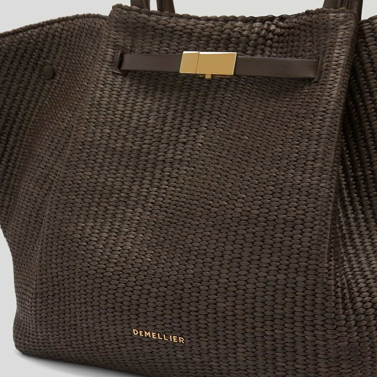 DeMellier The New York Espresso Raffia & Espresso Smooth