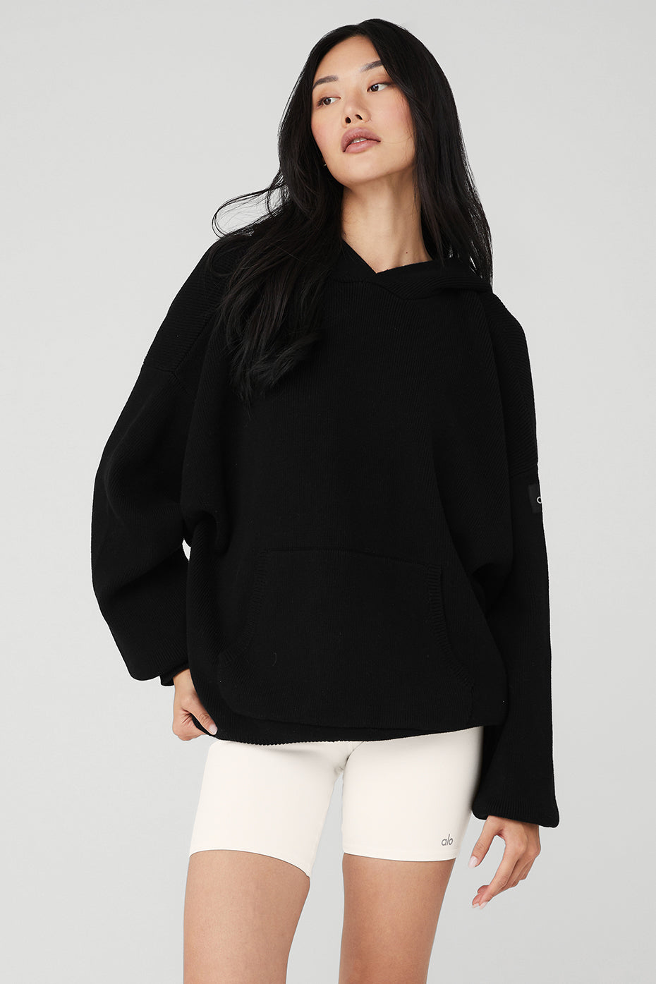 Alo Yoga Women's Scholar Hooded Sweater  -  Black