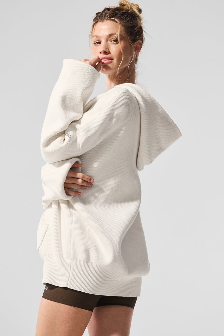 Alo Yoga Women's Scholar Hooded Sweater  -  Ivory