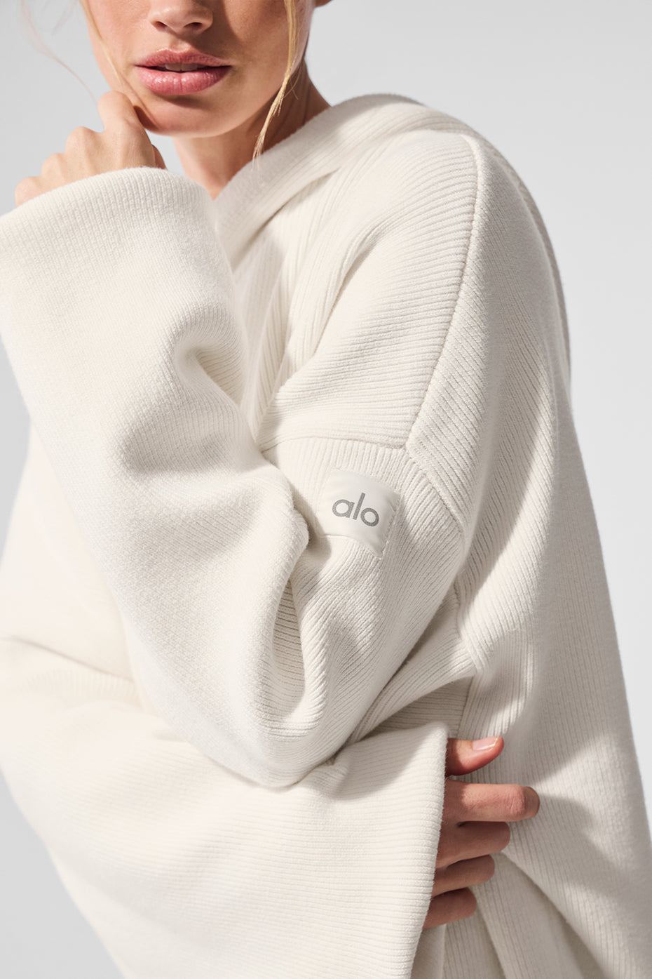 Alo Yoga Women's Scholar Hooded Sweater  -  Ivory