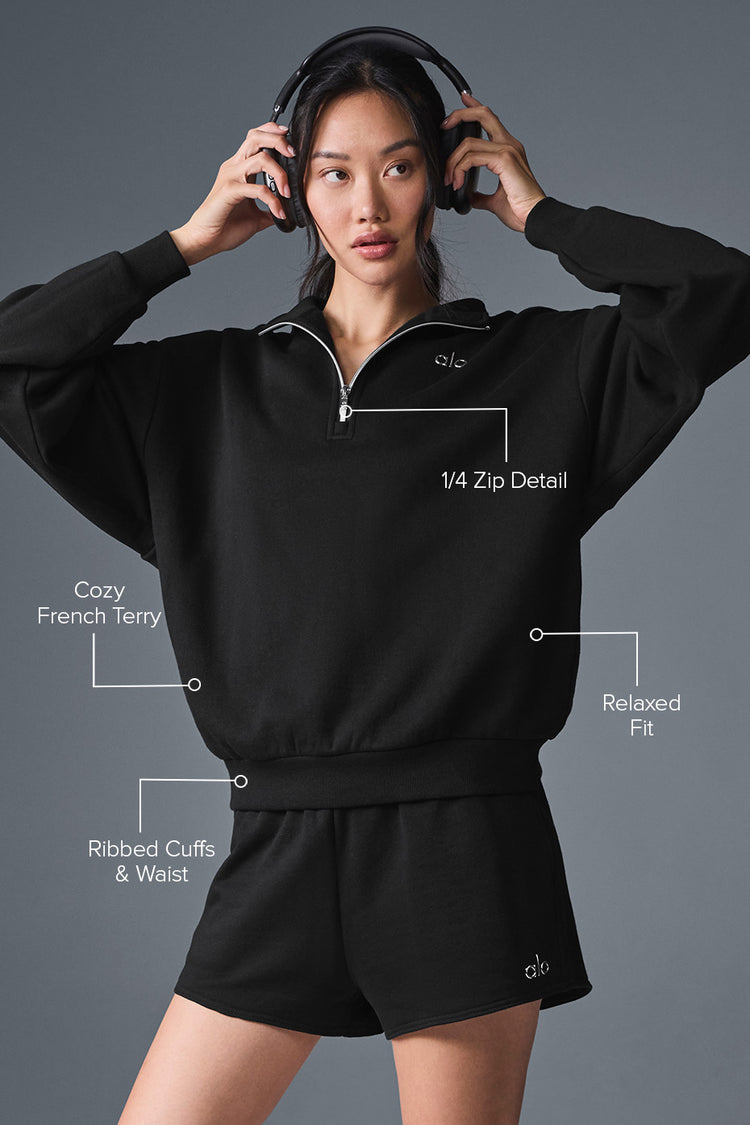 Alo Yoga Accolade 1/4 Zip Pullover-Black