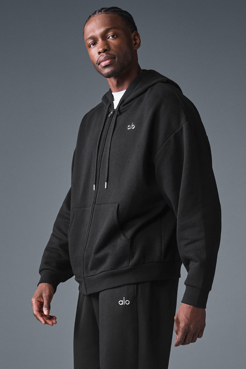 Alo Yoga Men's Accolade Full Zip Hoodie  -  Black