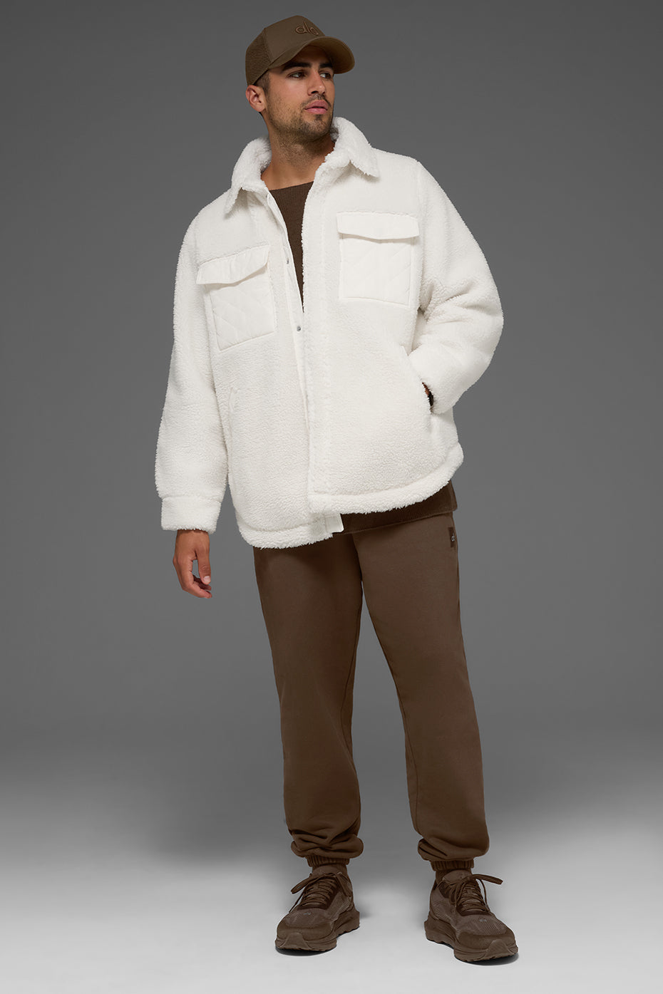 Alo Yoga Men's Sherpa Edge Shacket  -Ivory