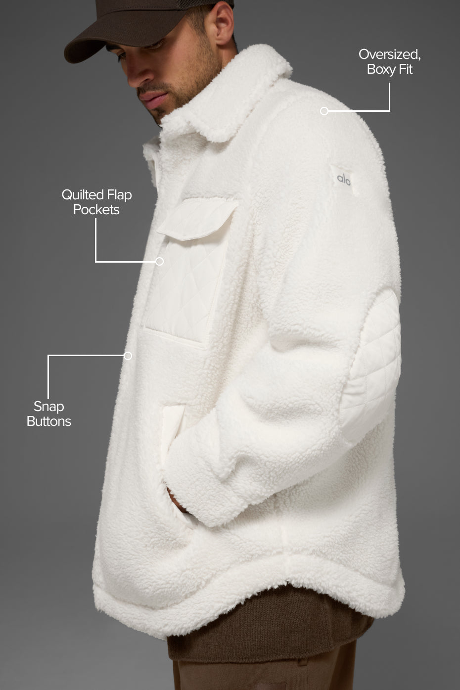 Alo Yoga Men's Sherpa Edge Shacket  -Ivory