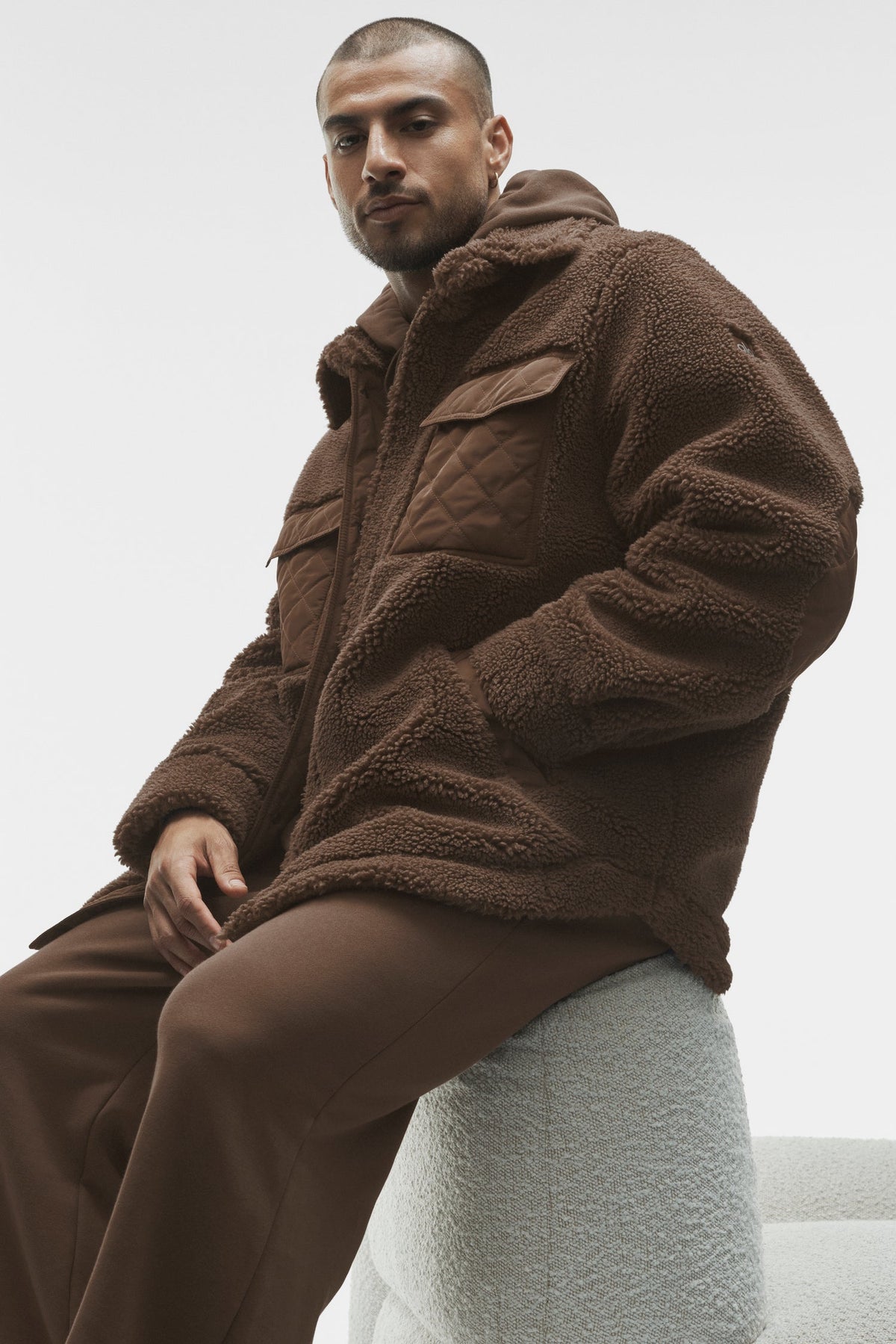 Alo Yoga Men's Sherpa Edge Shacket  -  Java Brown