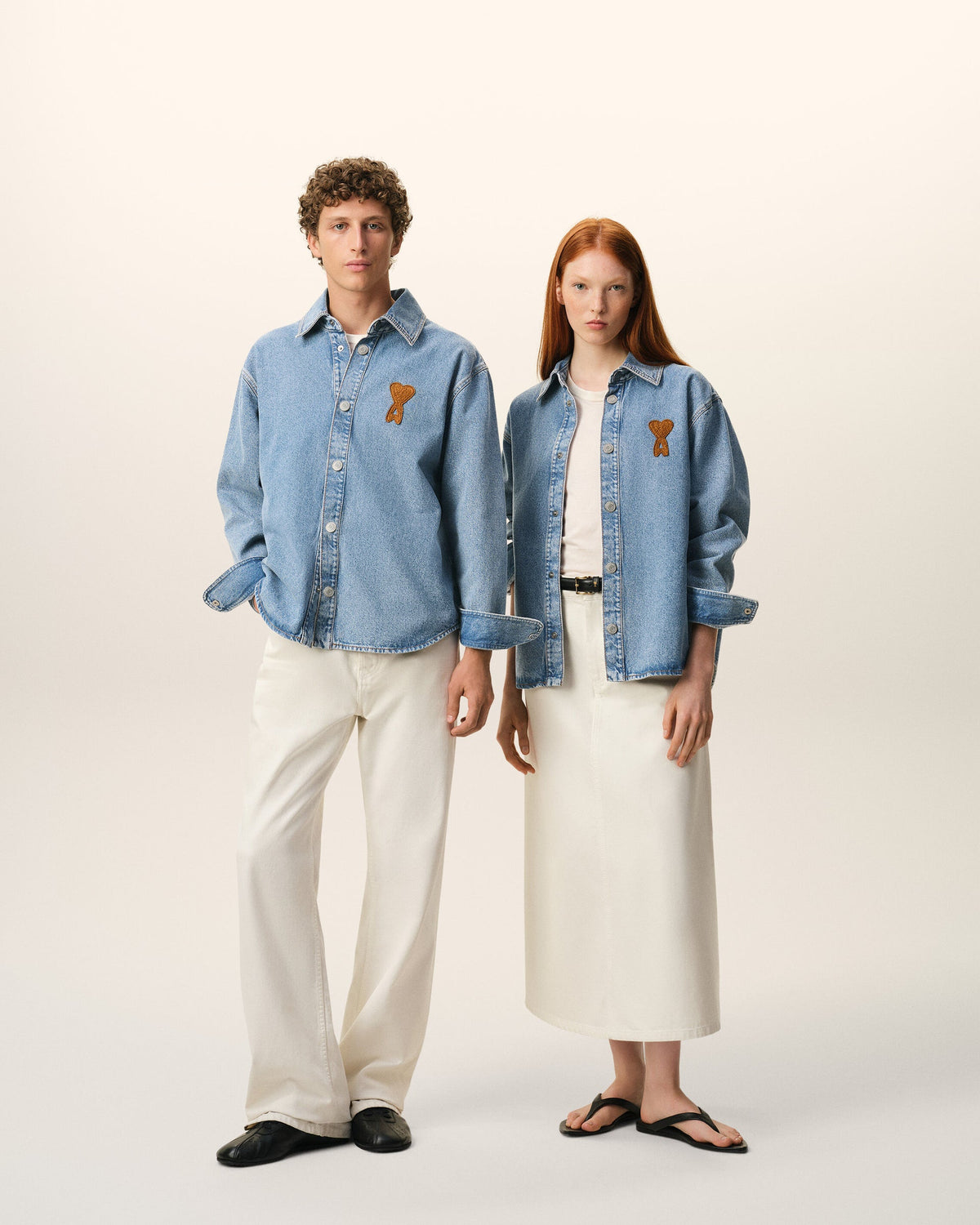 Ami Paris Unisex Blue Cotton Knitted Ami De Coeur Overshirt   -  USED BLUE