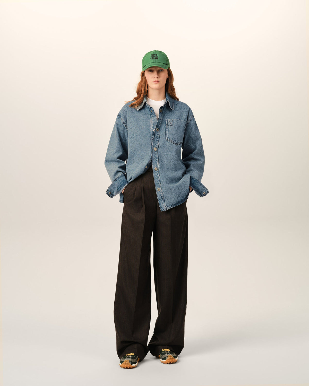 Ami Paris Unisex Blue cotton overshirt with Ami de Coeur   -  USED BLUE