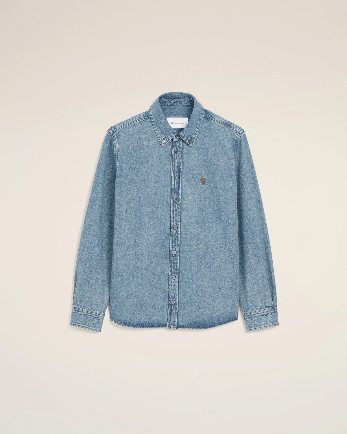 Ami Paris Unisex Blue Denim shirt with Ami De Coeur  - USED BLUE